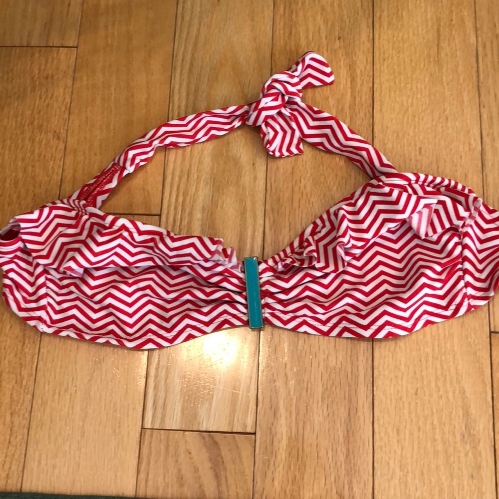Xhilaration Strapless Red White Chevron Striped Bikini Top Size M